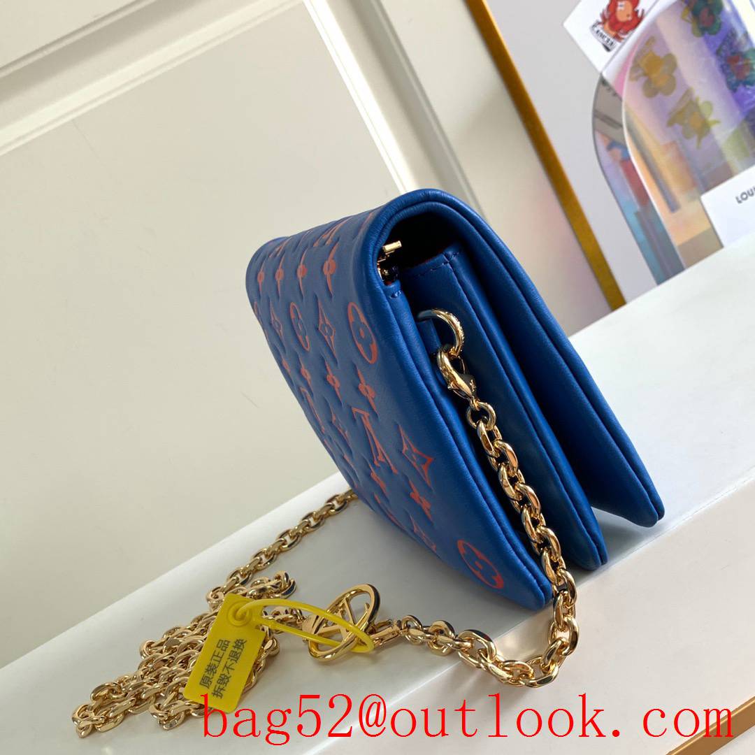 Louis Vuitton LV Pochette Coussin Lambskin Chain Bag M80743 Blue