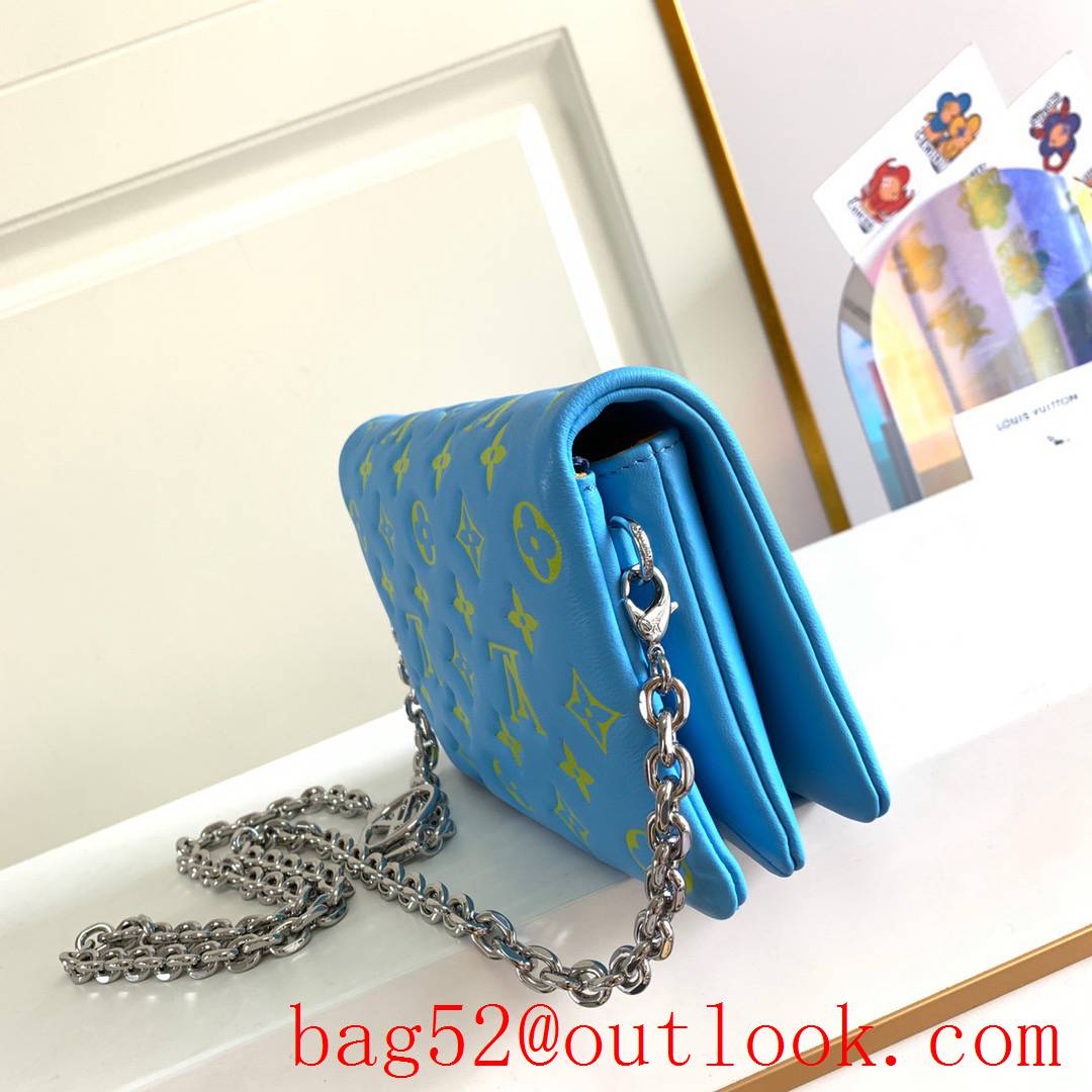 Louis Vuitton LV Pochette Coussin Lambskin Chain Bag M80744 Blue