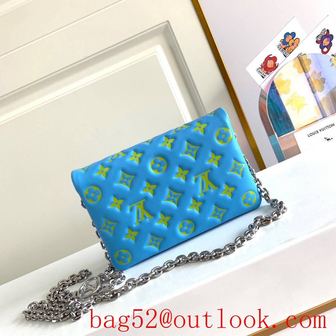 Louis Vuitton LV Pochette Coussin Lambskin Chain Bag M80744 Blue