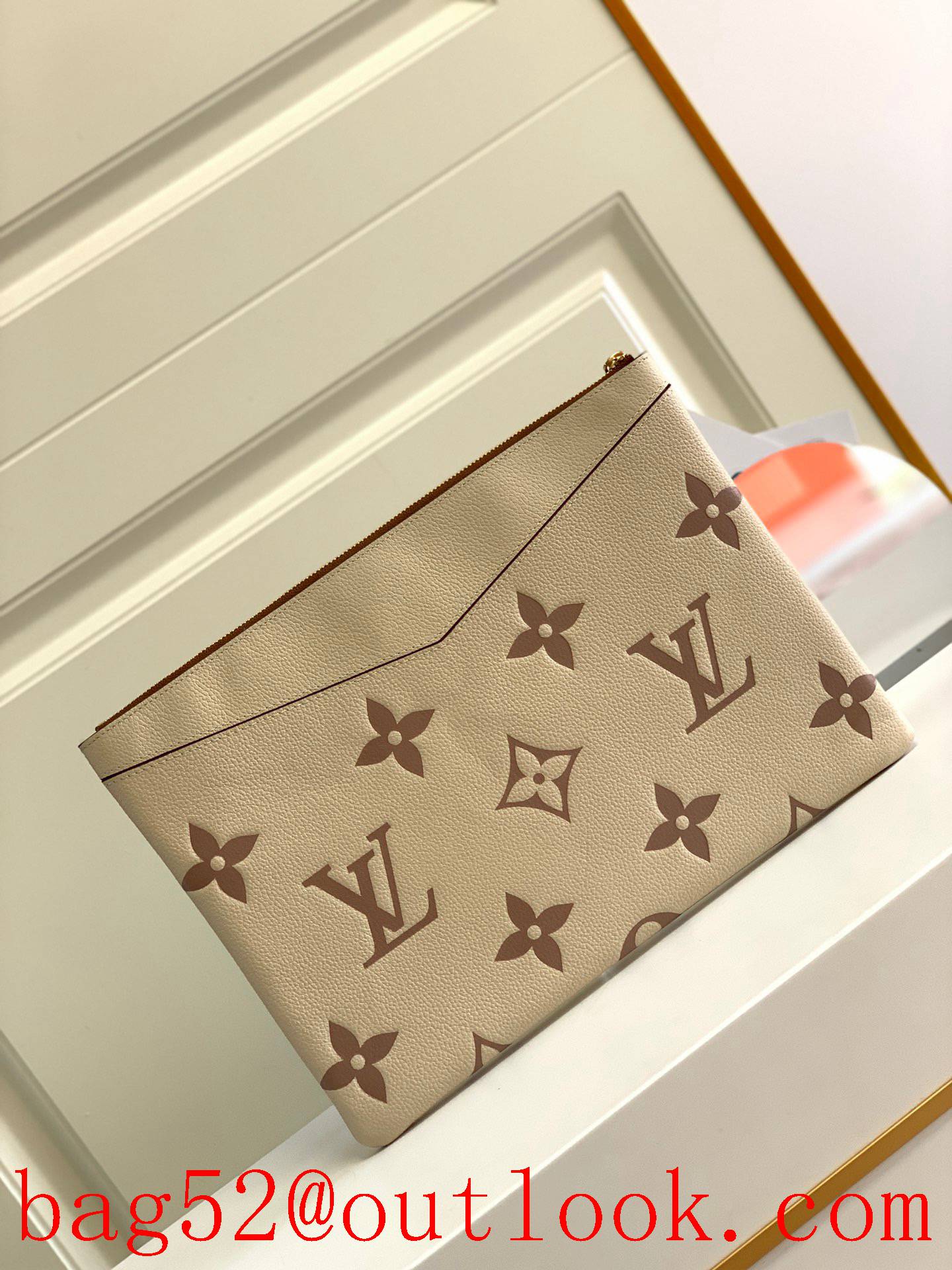 Louis Vuitton LV Monogram Leather Daily Clutch Pouch Bag M80174 Cream