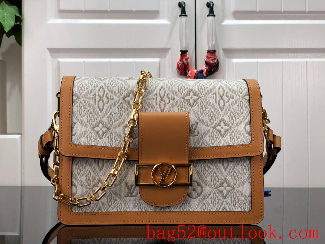 Louis Vuitton LV Dauphine MM Shoulder Bag Handbag with Chain M59483 Cream