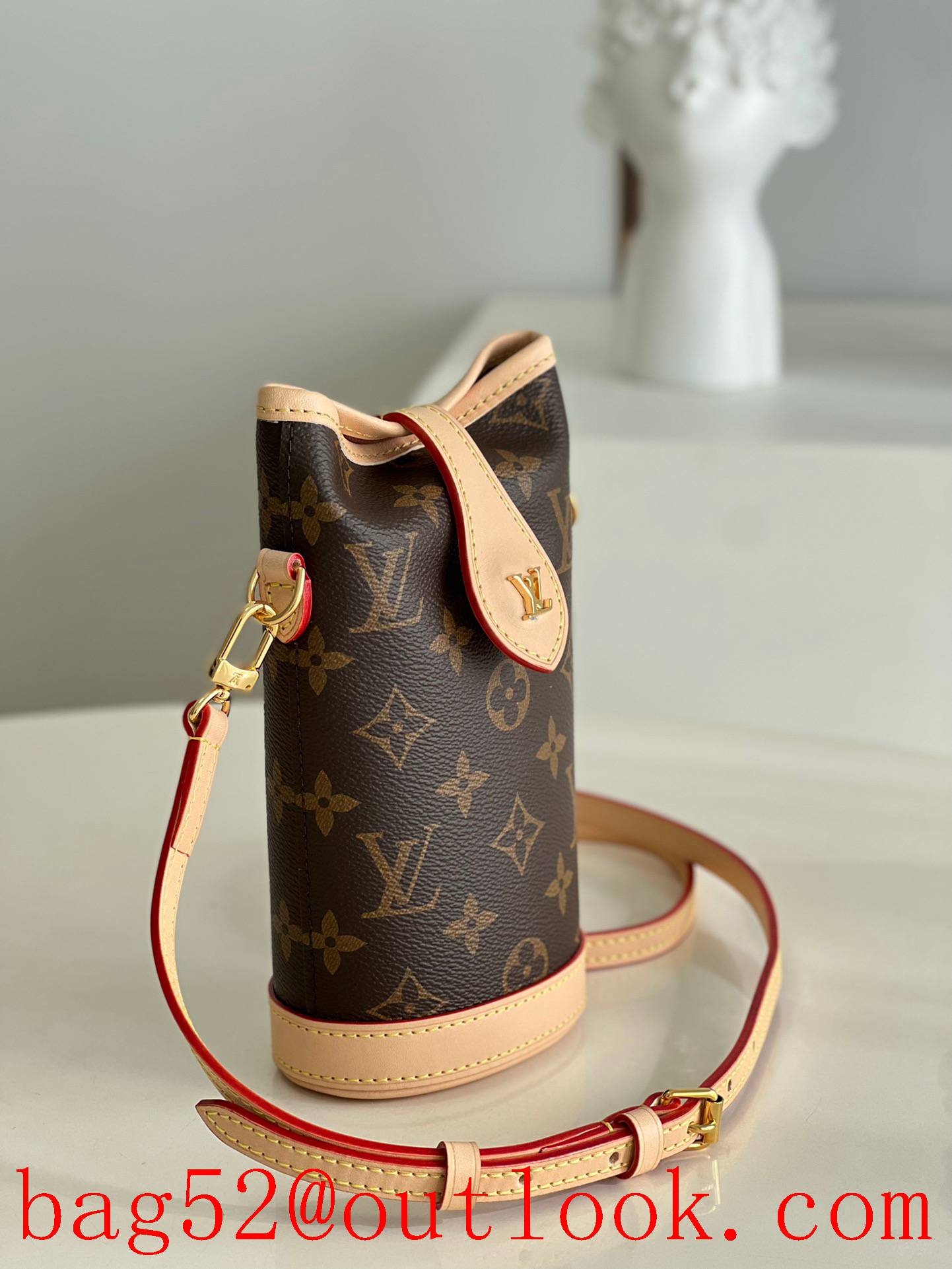 Louis Vuitton LV Monogram Canvas Fold Me Pouch Bag M80874 Brown