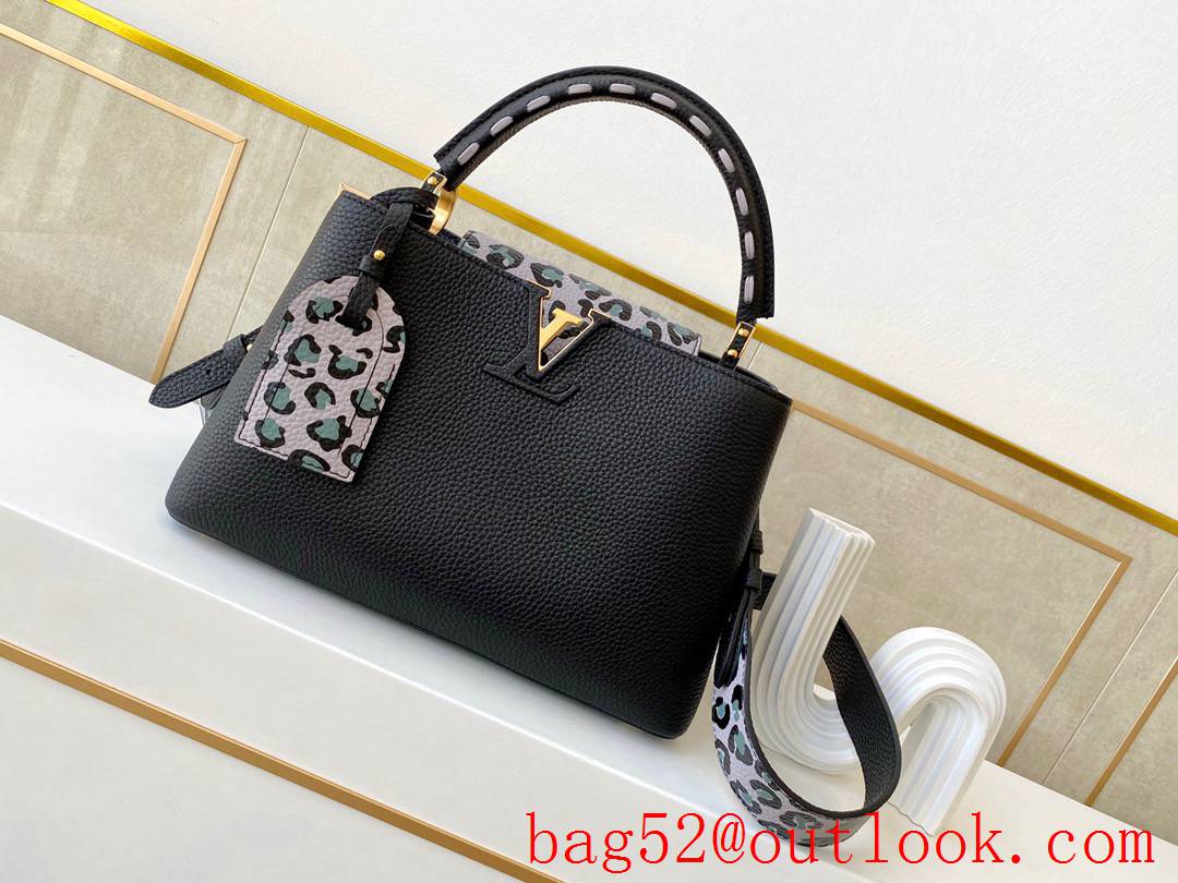 Louis Vuitton LV Capucines MM Leather Handbag Bag M58575 Black