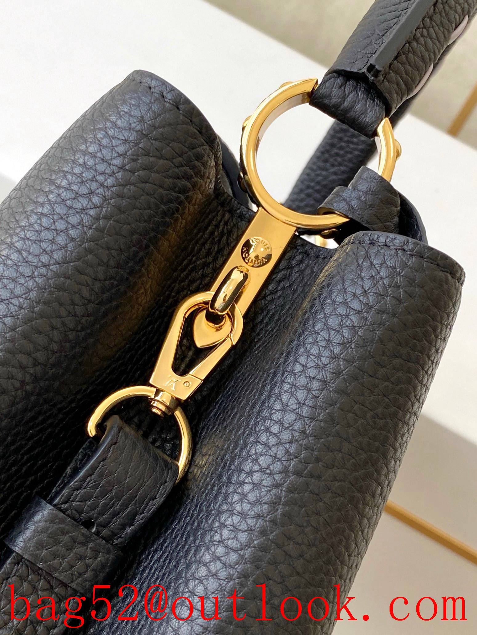 Louis Vuitton LV Capucines MM Leather Handbag Bag M58575 Black