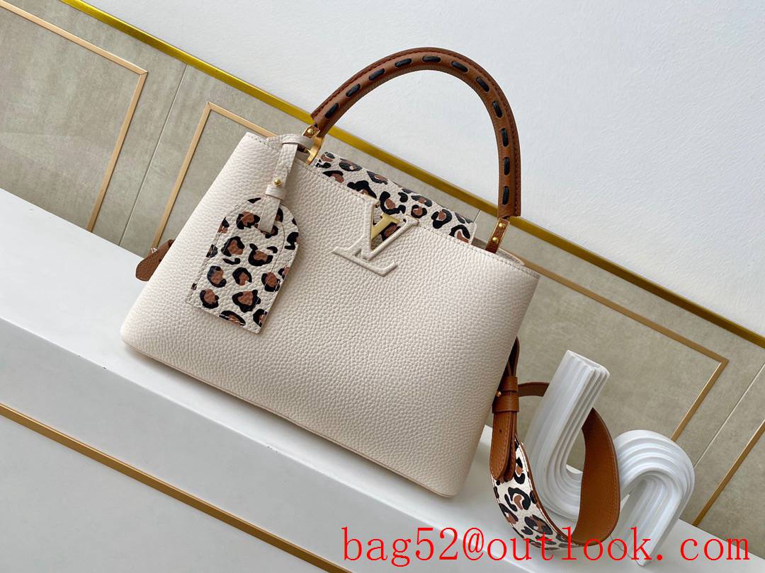 Louis Vuitton LV Capucines MM Leather Handbag Bag M58575 Cream