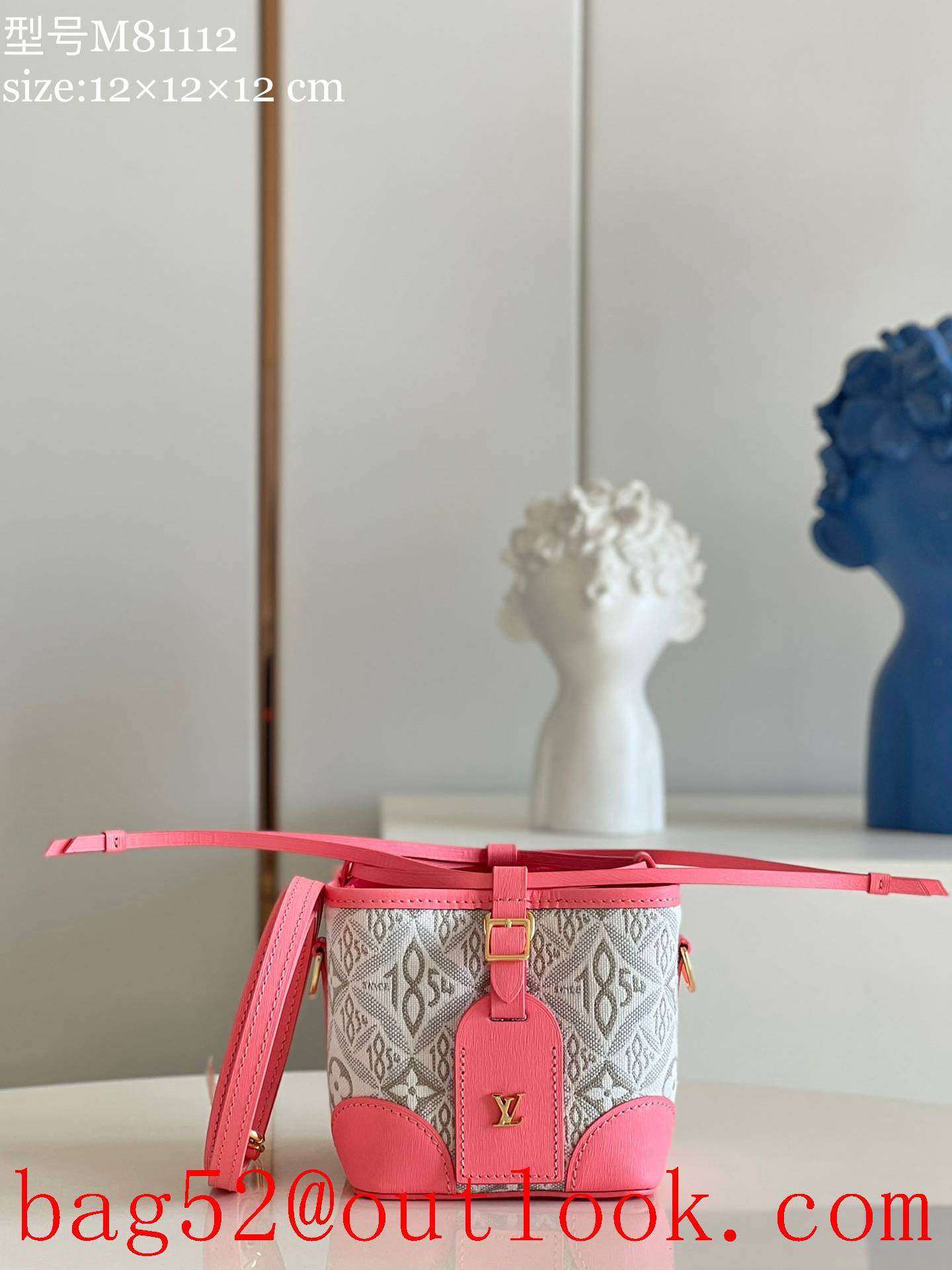 Louis Vuitton LV 1854 Canvas Noe Purse Bucket Bag Handbag M81112 Pink