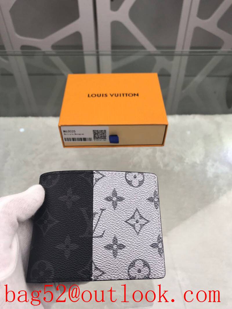 LV Louis Vuitton small men tri-silver monogram short wallet purse M63025