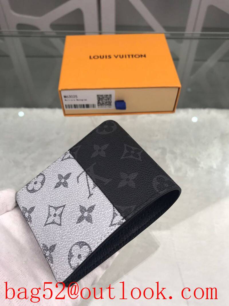 LV Louis Vuitton small men tri-silver monogram short wallet purse M63025