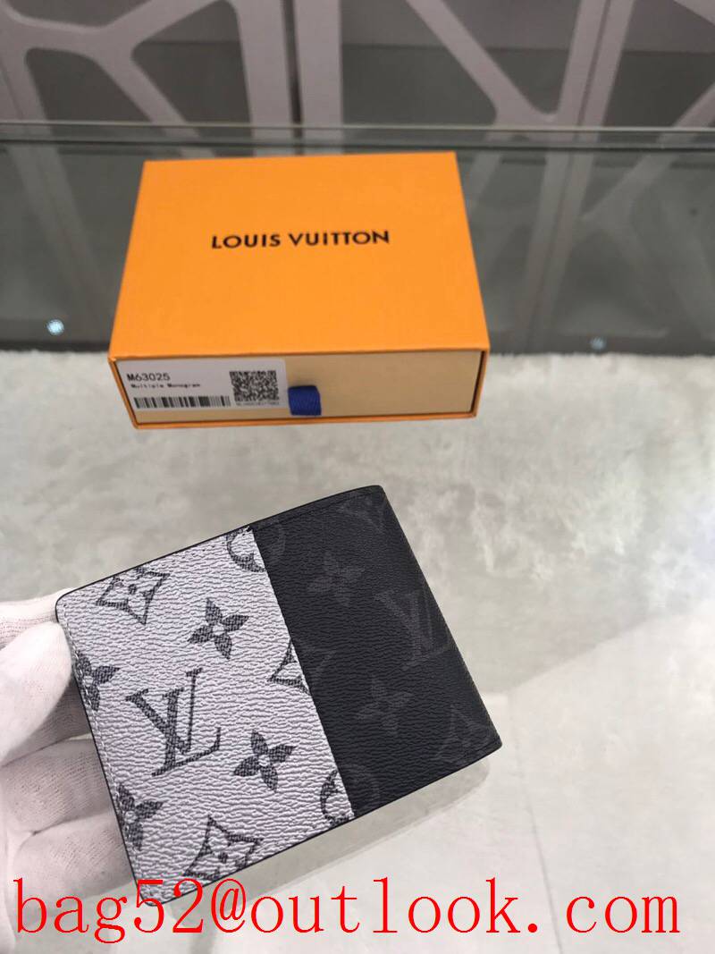 LV Louis Vuitton small men tri-silver monogram short wallet purse M63025