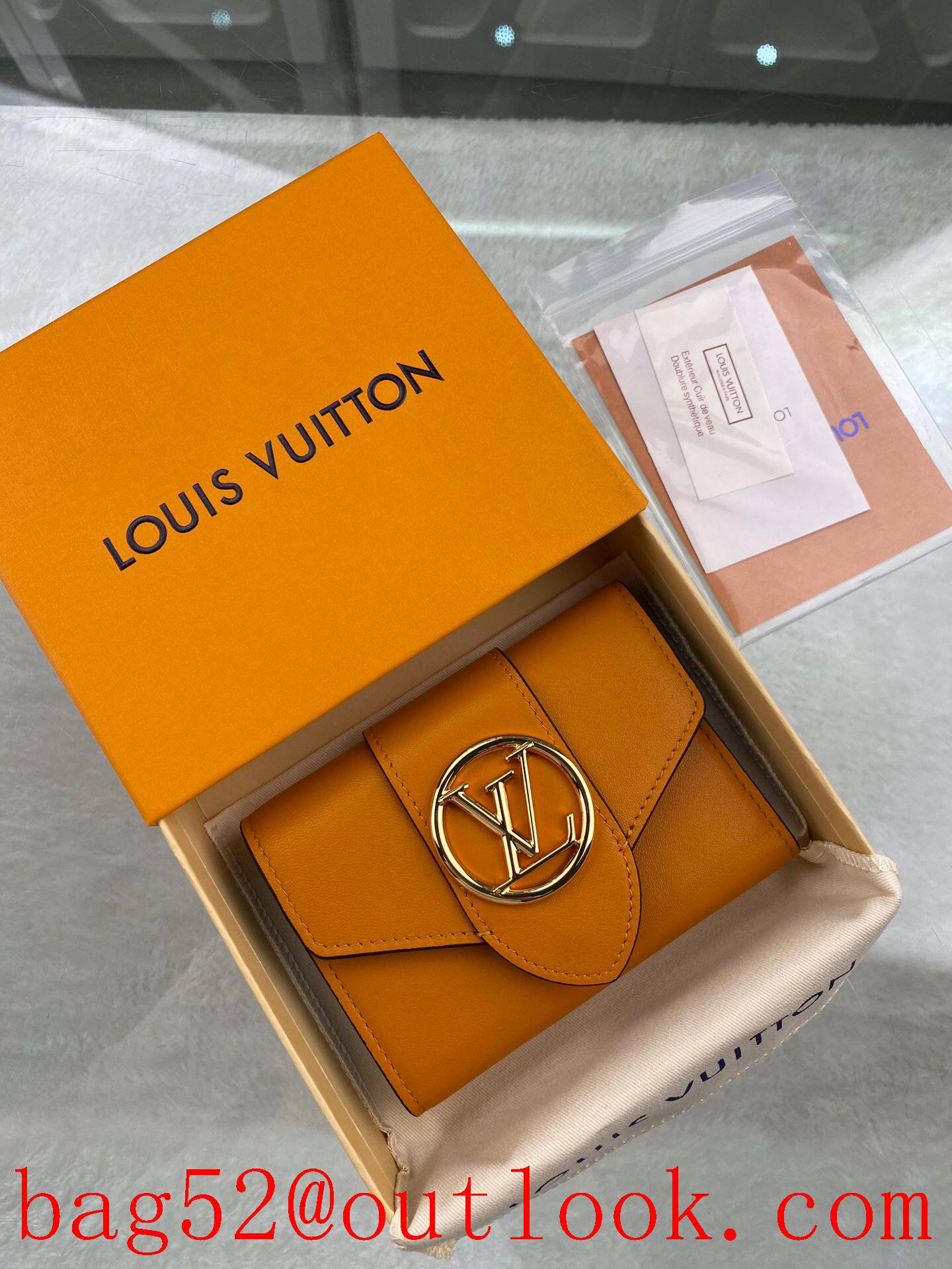 Louis Vuitton Circle lv yellow Pont small 3 fold wallet purse M69175