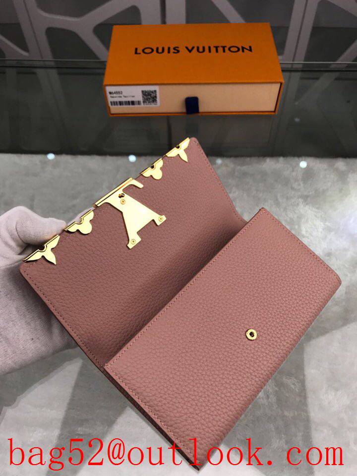 LV Louis Vuitton M64552 nude leather long flap wallet purse