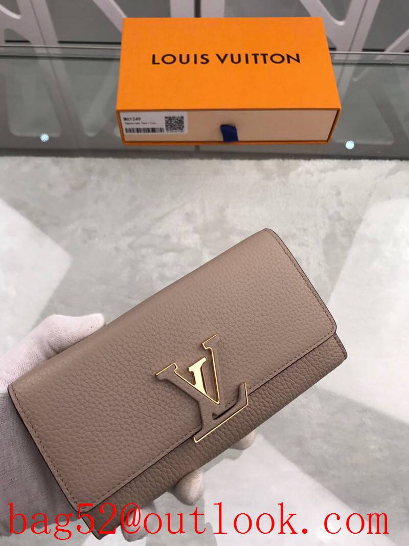 LV Louis Vuitton large gray leather flap wallet purse M61249