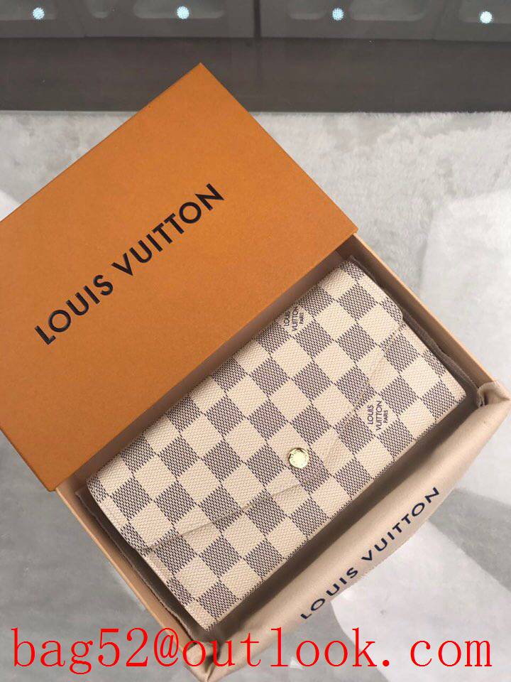 LV Louis Vuitton sarah large damier azur canvas flap wallet purse N63208