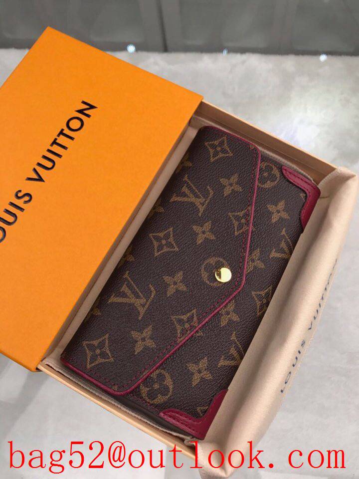 LV Louis Vuitton long monogram v wine leather trim flap wallet purse M61186