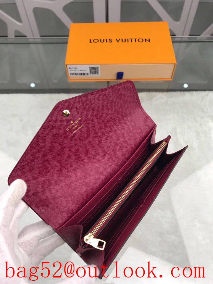 LV Louis Vuitton long monogram v wine leather trim flap wallet purse M61186