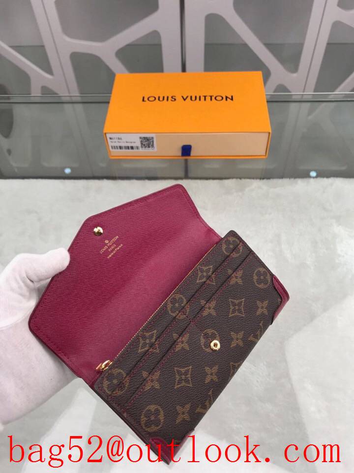 LV Louis Vuitton long monogram v wine leather trim flap wallet purse M61186