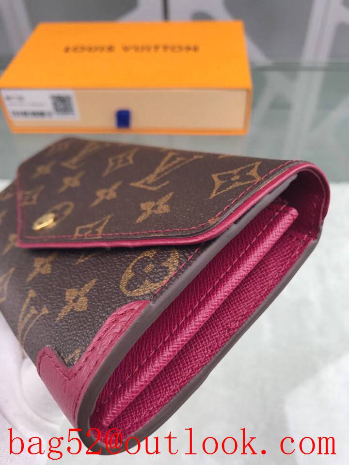 LV Louis Vuitton long monogram v wine leather trim flap wallet purse M61186