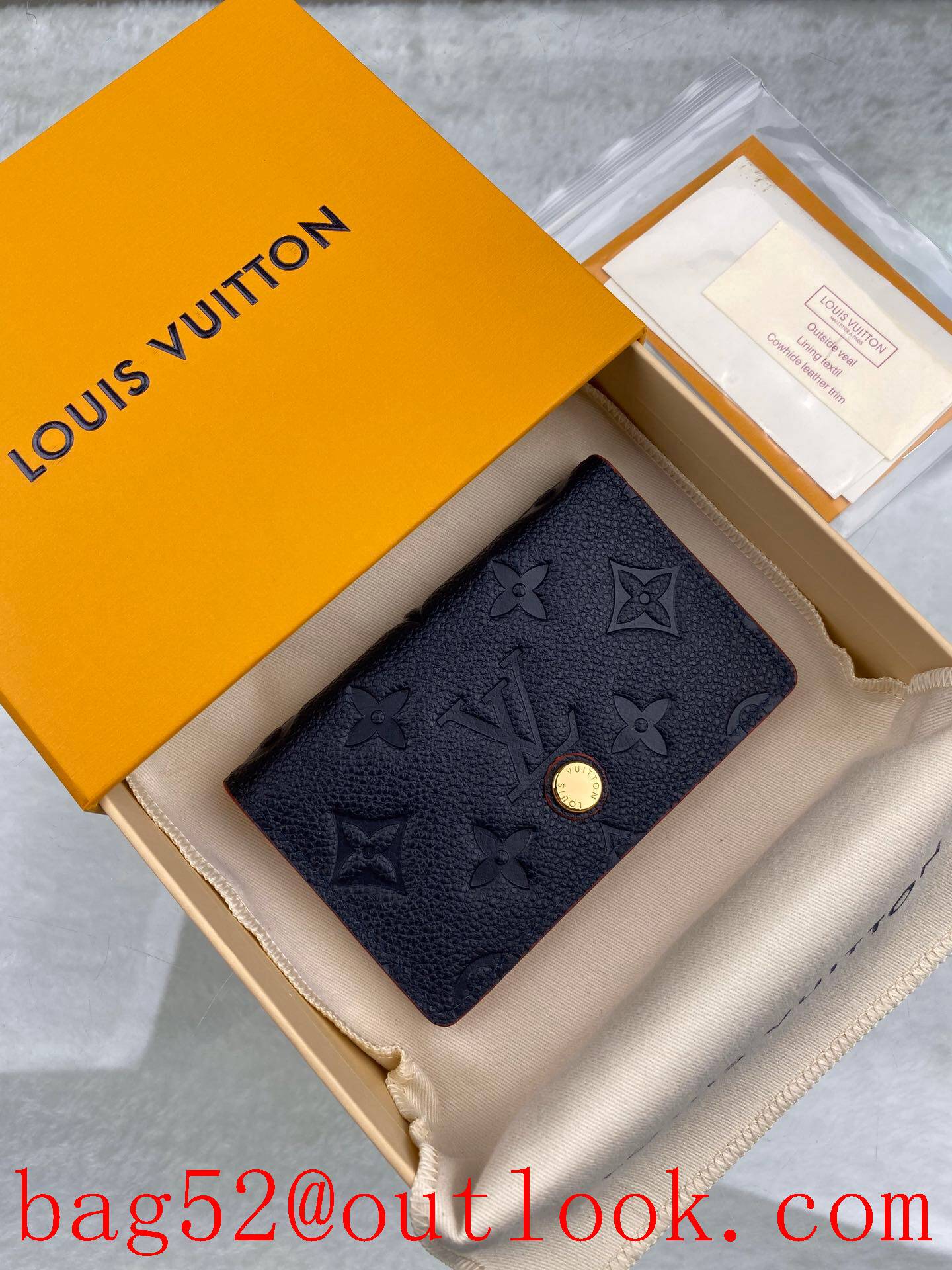 LV Louis Vuitton baby black v wine trim Monogram Empreinte card hold wallet purse M67263