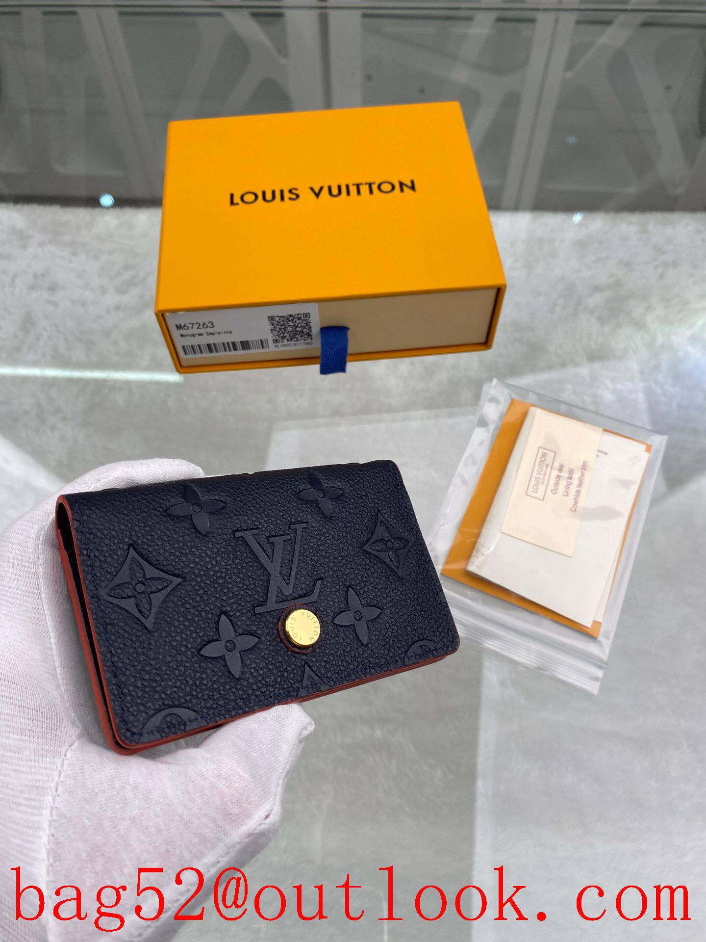 LV Louis Vuitton baby black v wine trim Monogram Empreinte card hold wallet purse M67263