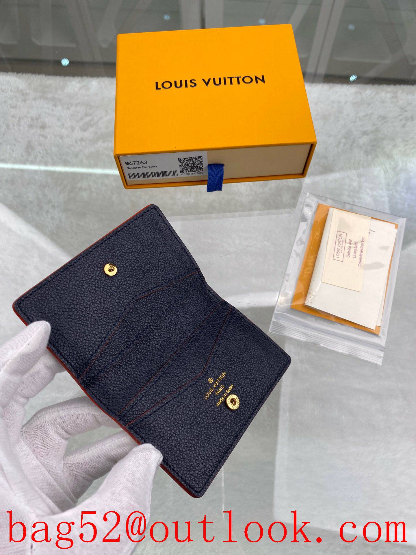 LV Louis Vuitton baby black v wine trim Monogram Empreinte card hold wallet purse M67263