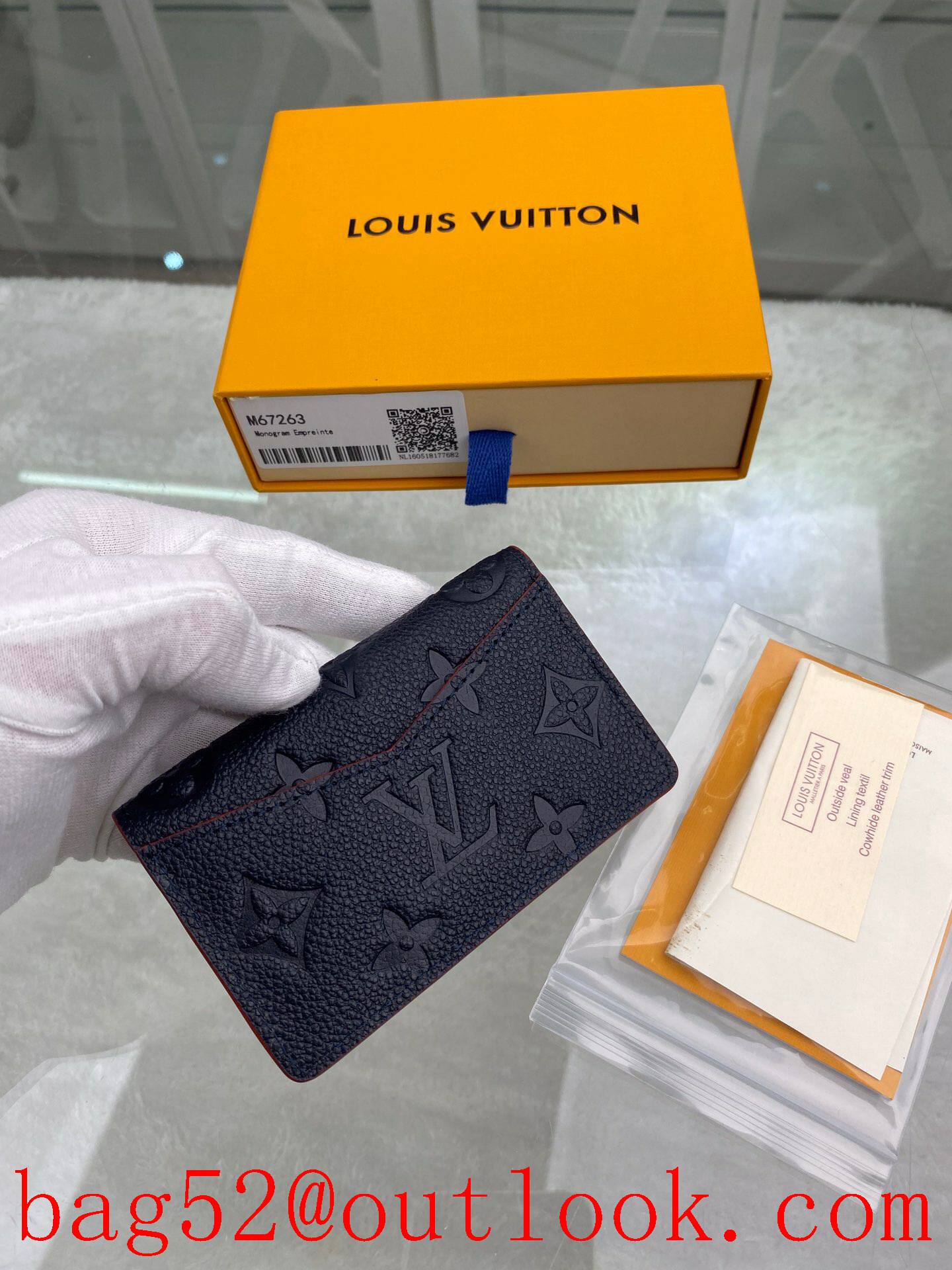 LV Louis Vuitton baby black v wine trim Monogram Empreinte card hold wallet purse M67263