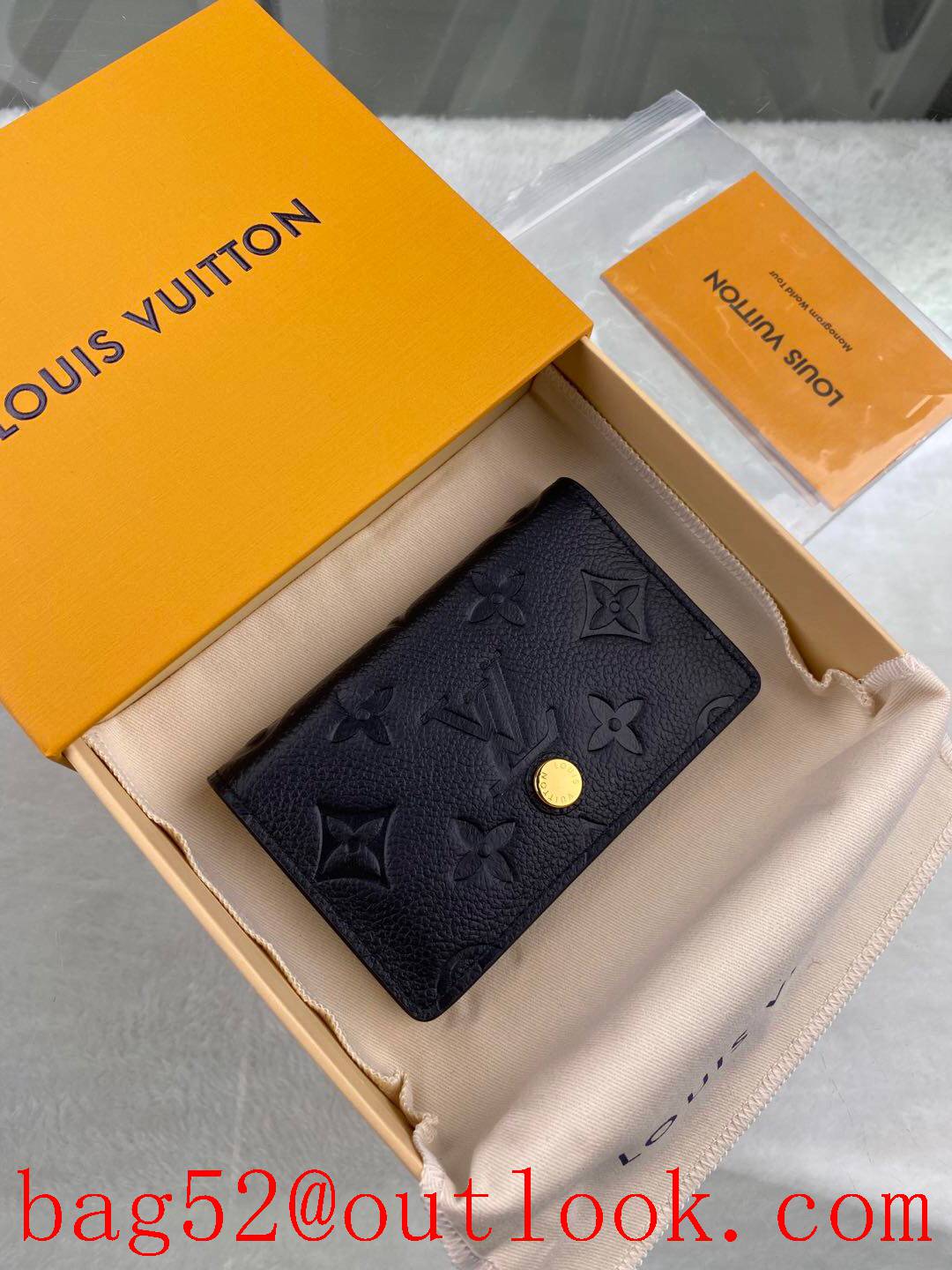 LV Louis Vuitton baby black trim Monogram Empreinte card hold wallet purse M67262