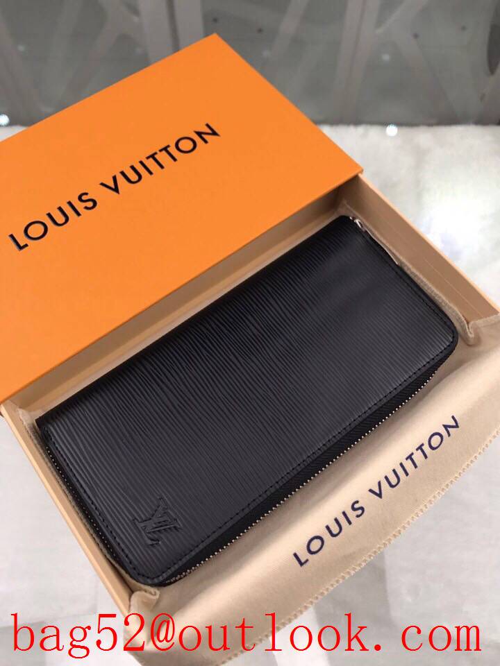 LV Louis Vuitton long epi black leather zipper wallet purse M60965