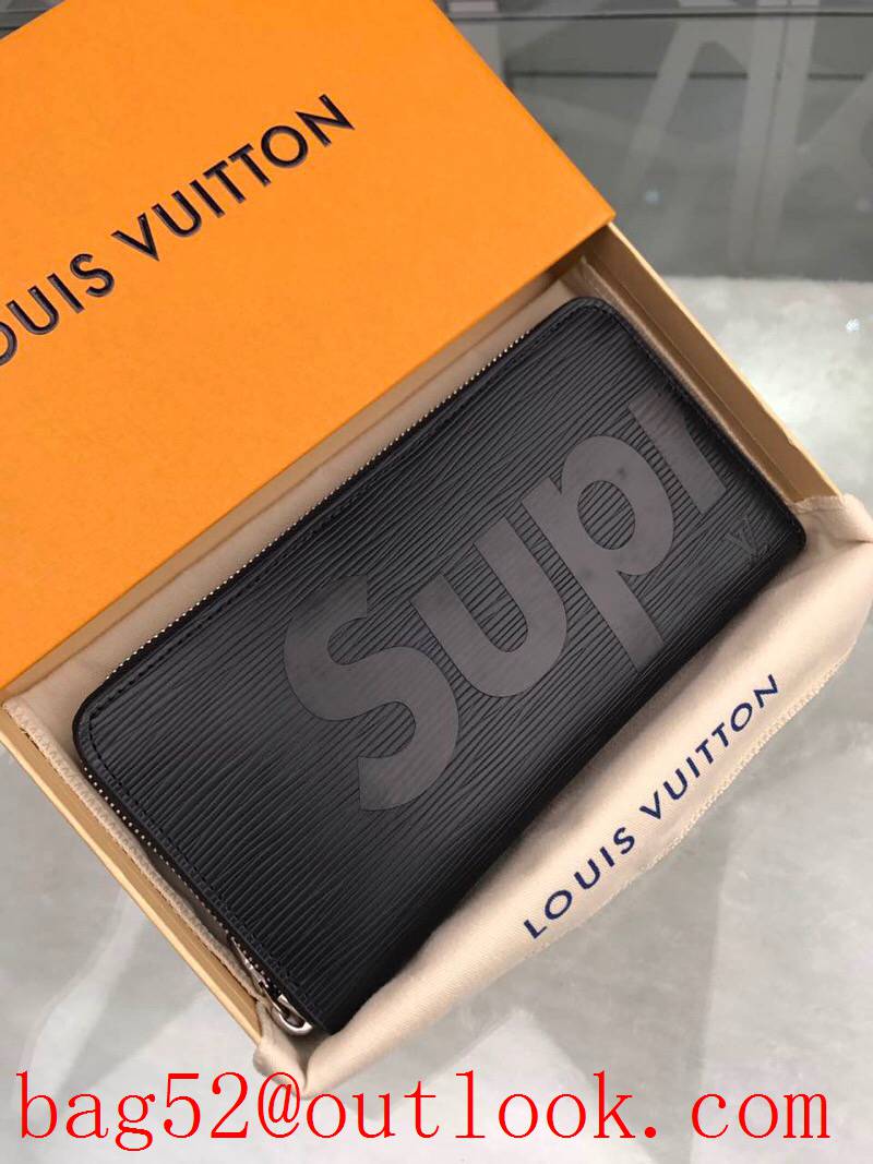 LV Louis Vuitton long epi supreme black zipper wallet purse M60072