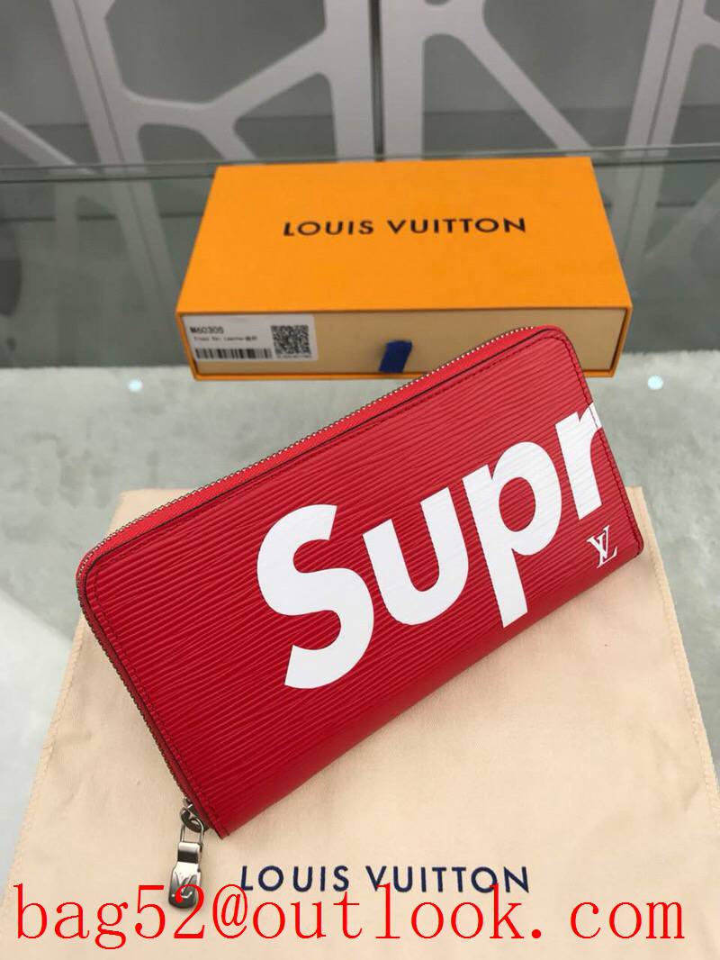 LV Louis Vuitton long epi supreme red zipper wallet purse M60305