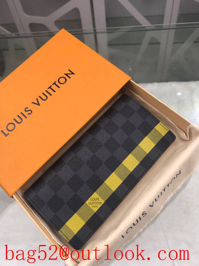 LV Louis Vuitton long v yellow damier 2 folded wallet purse N60089