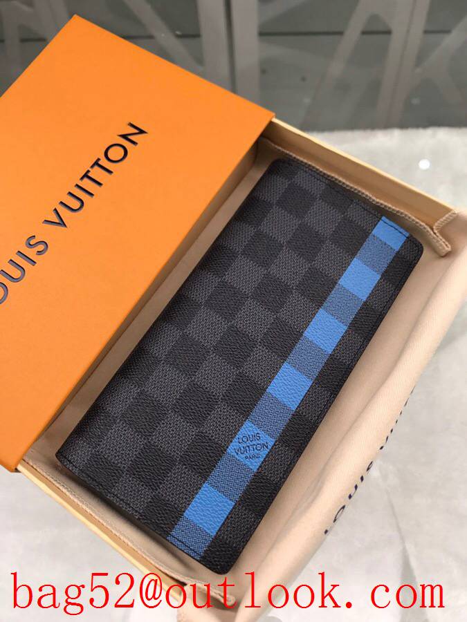 LV Louis Vuitton long v blue damier 2 folded wallet purse N60088