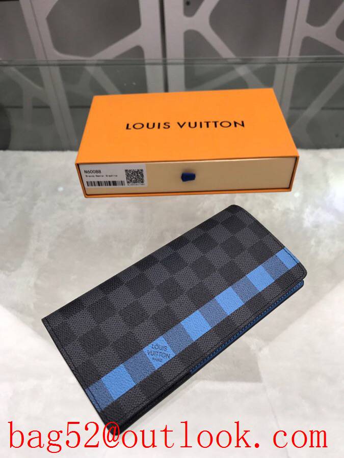 LV Louis Vuitton long v blue damier 2 folded wallet purse N60088