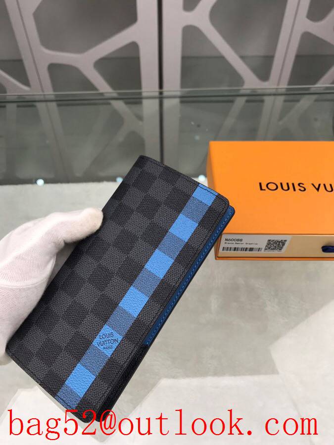 LV Louis Vuitton long v blue damier 2 folded wallet purse N60088