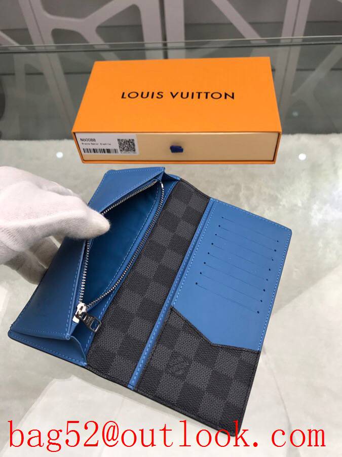 LV Louis Vuitton long v blue damier 2 folded wallet purse N60088