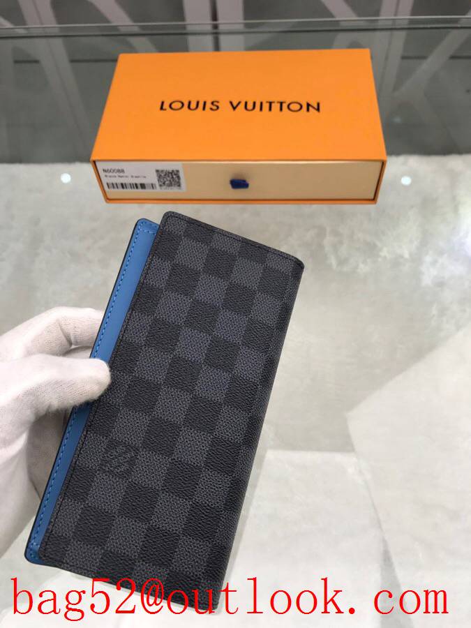 LV Louis Vuitton long v blue damier 2 folded wallet purse N60088