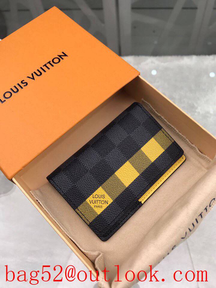LV Louis Vuitton baby Damier Graphite yellow pocket wallet purse N60077