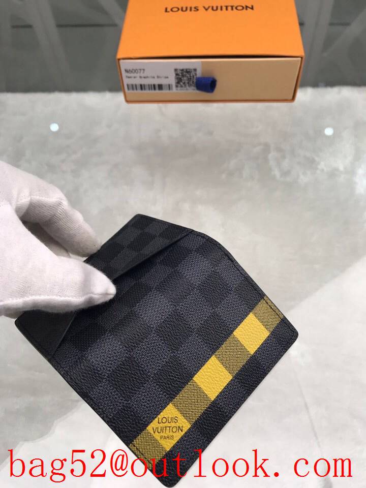 LV Louis Vuitton baby Damier Graphite yellow pocket wallet purse N60077