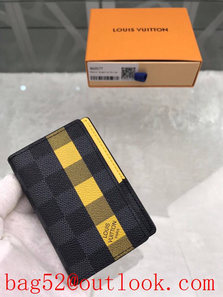 LV Louis Vuitton baby Damier Graphite yellow pocket wallet purse N60077