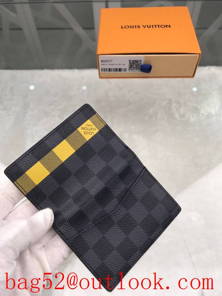 LV Louis Vuitton baby Damier Graphite yellow pocket wallet purse N60077