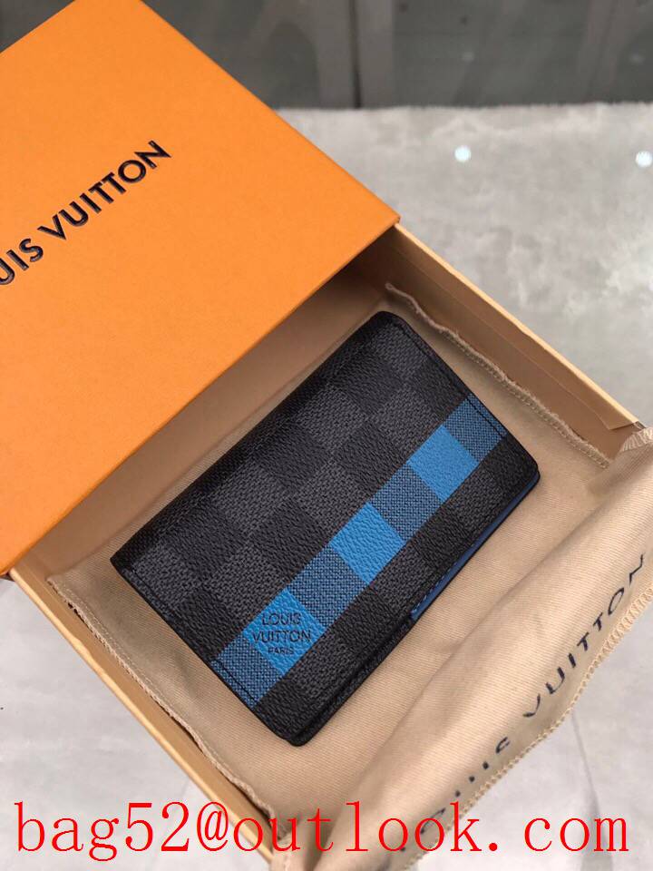 LV Louis Vuitton baby Damier Graphite blue pocket wallet purse N60076
