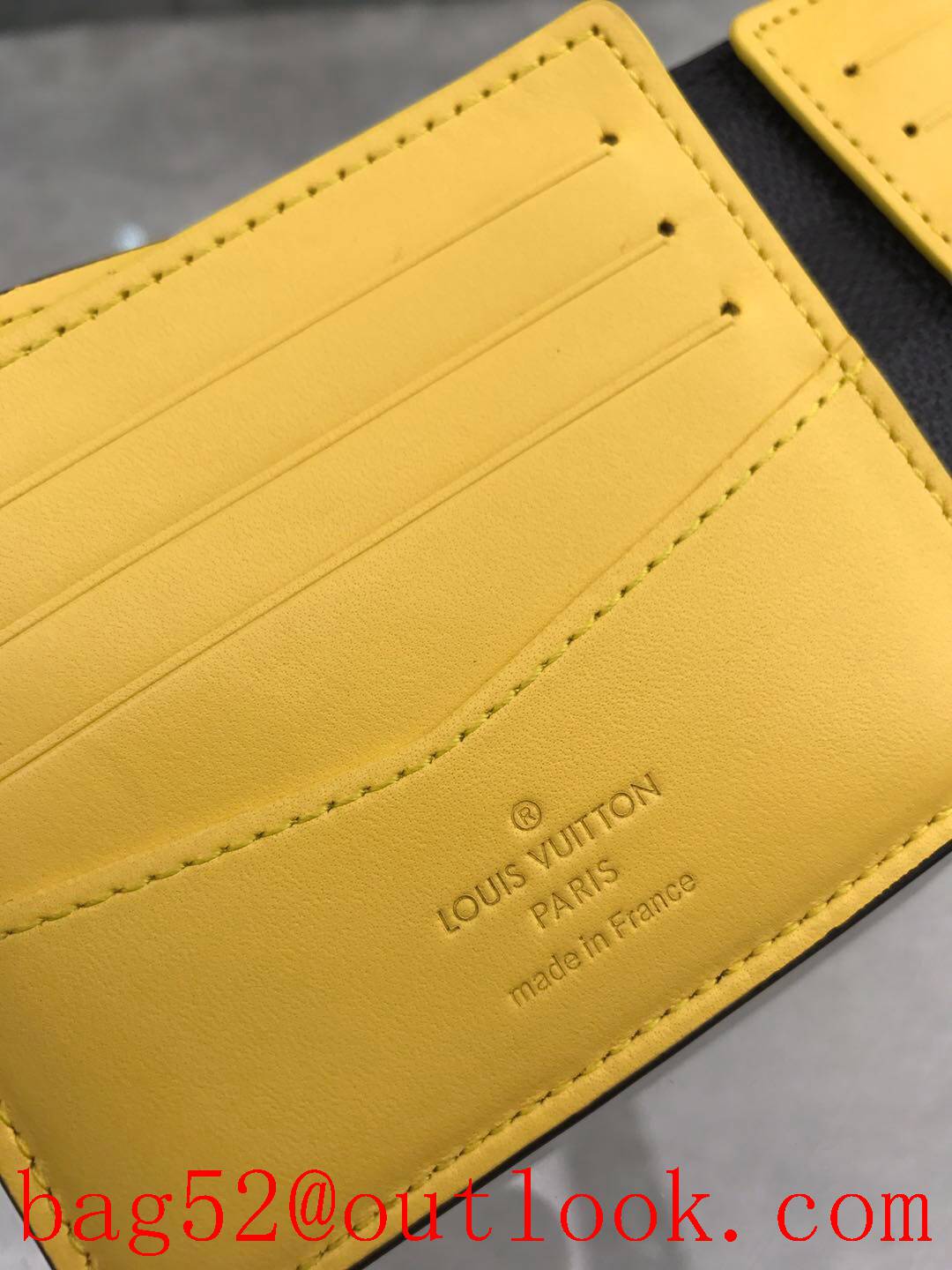 LV Louis Vuitton short Damier Graphite v yellow wallet purse N60087