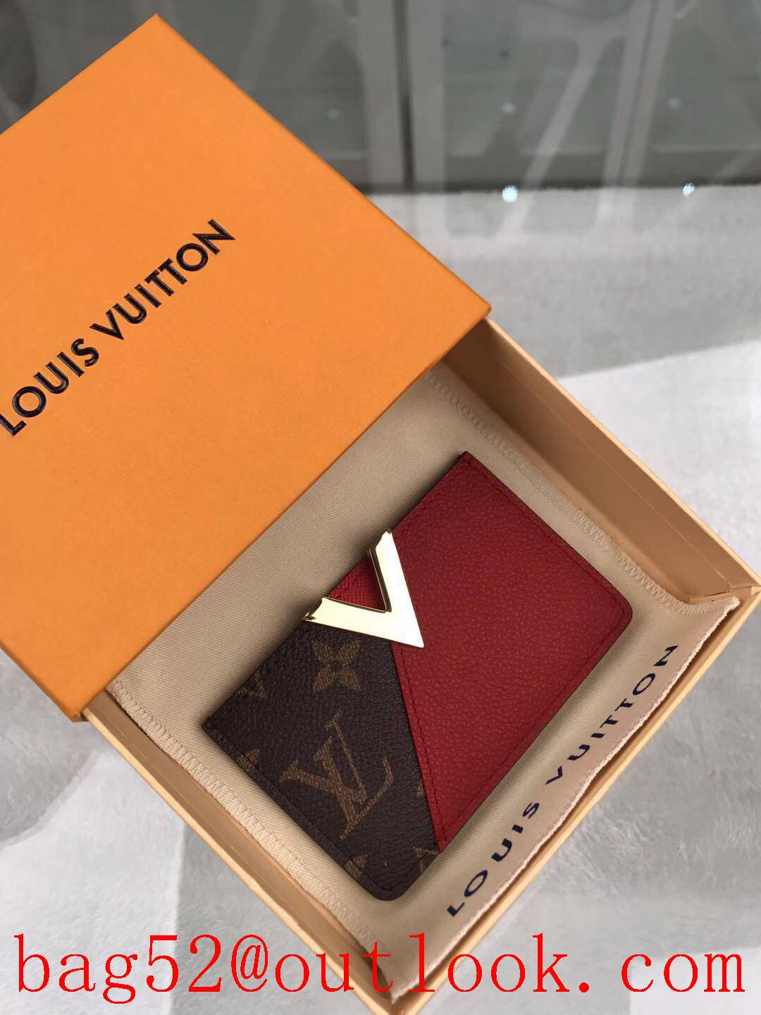 LV Louis Vuitton small Kimono red leather v monogram card holder wallet purse M56172