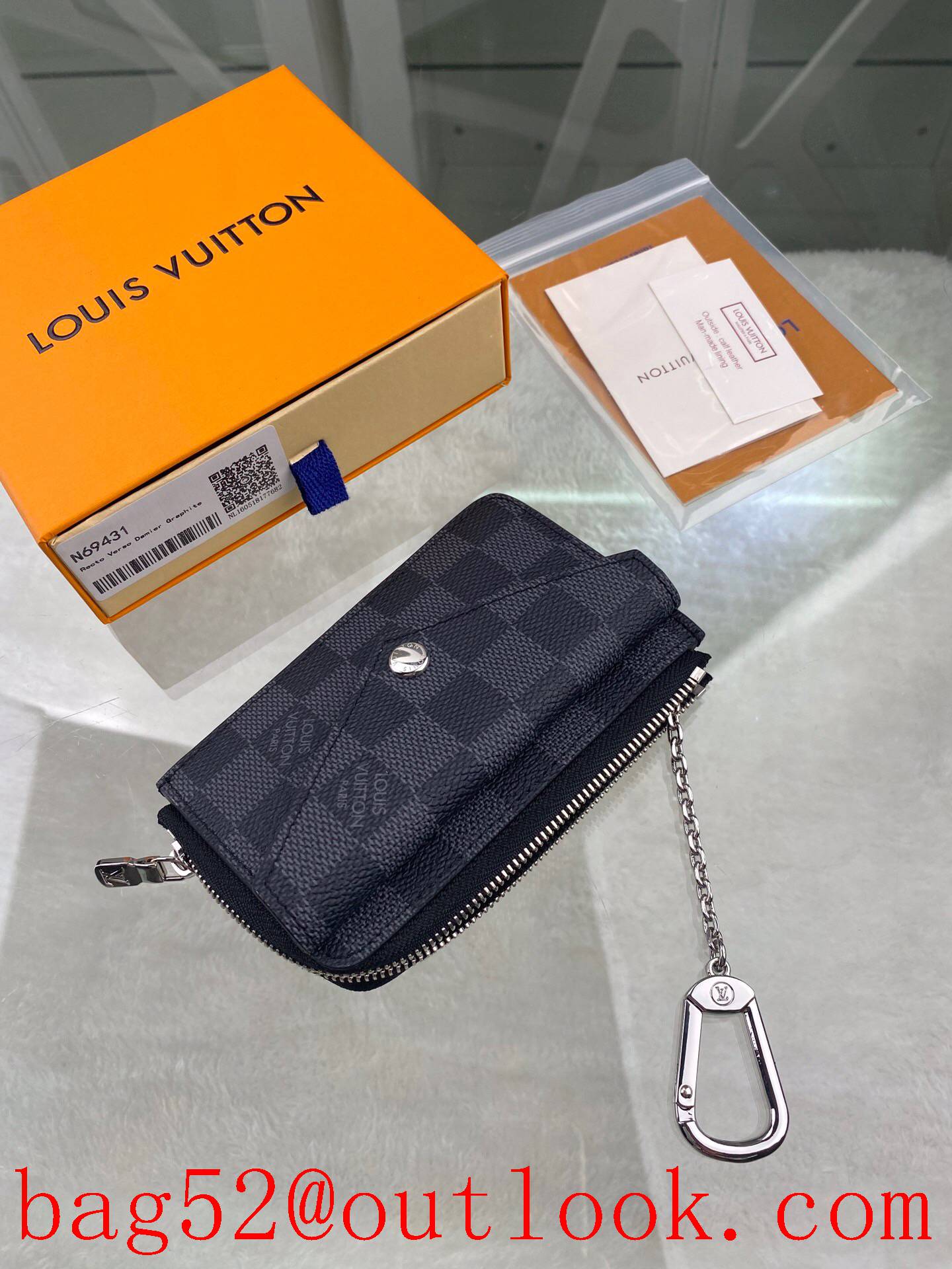 LV Louis Vuitton small Recto Verso Damier Graphite card holder wallet Coin Purse N69431