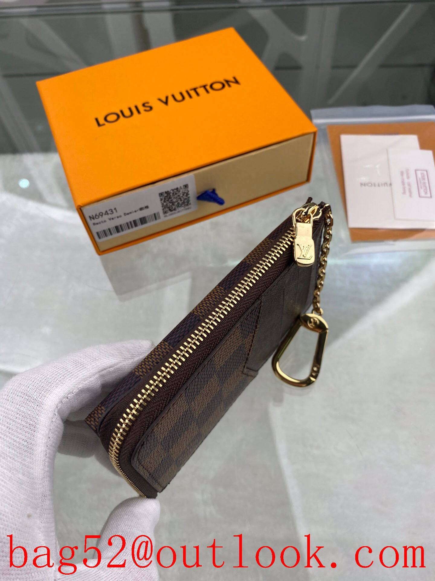 LV Louis Vuitton small Recto Verso brown Damier Graphite card holder wallet Coin Purse N69431