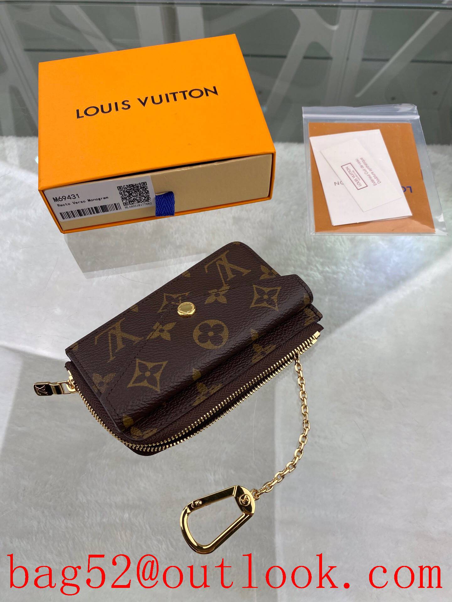 LV Louis Vuitton small Recto Verso brown monogram card holder wallet Coin Purse N69431