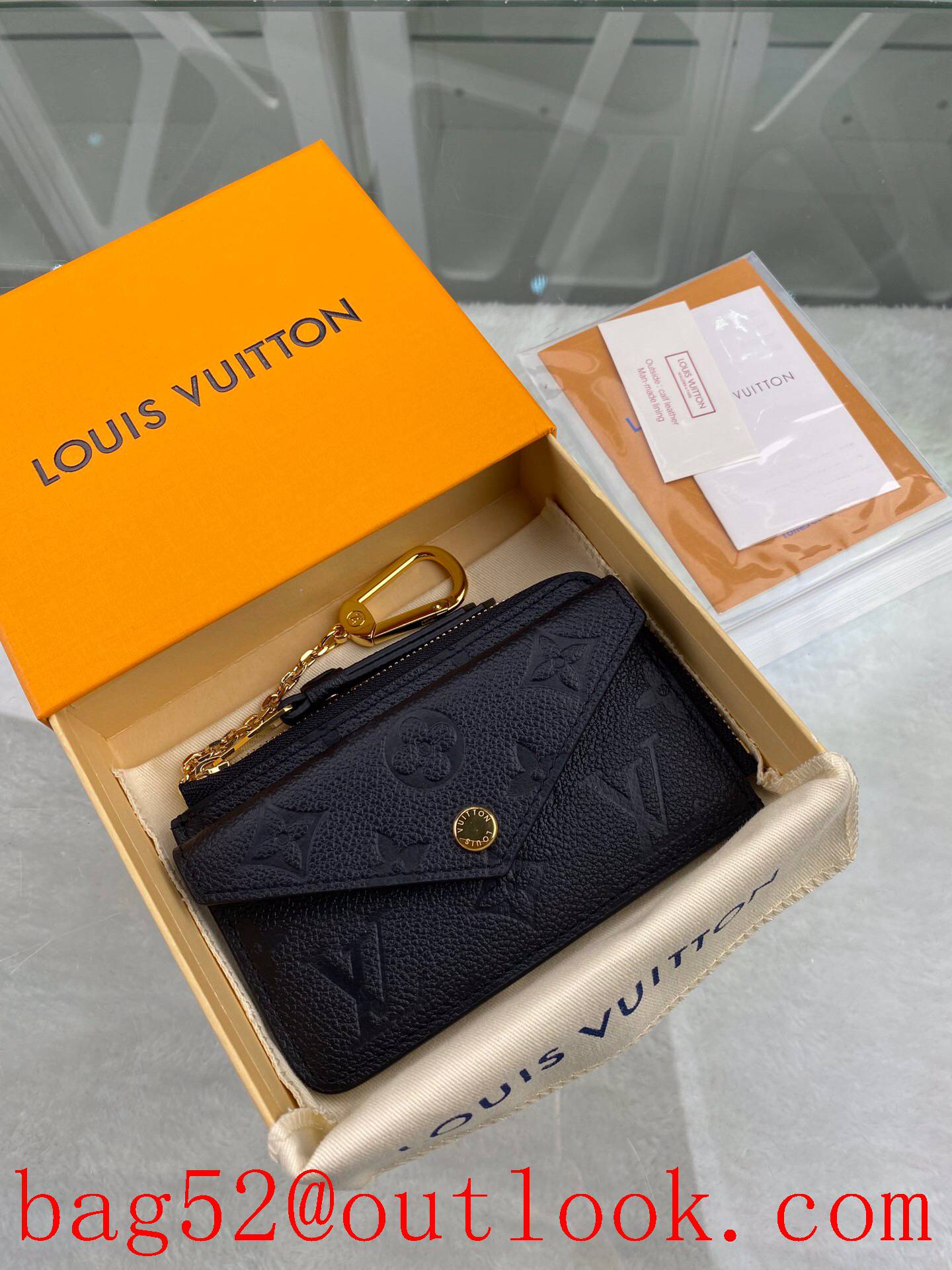 LV Louis Vuitton small Recto Verso black Monogram Empreinte card holder wallet Coin Purse M69421
