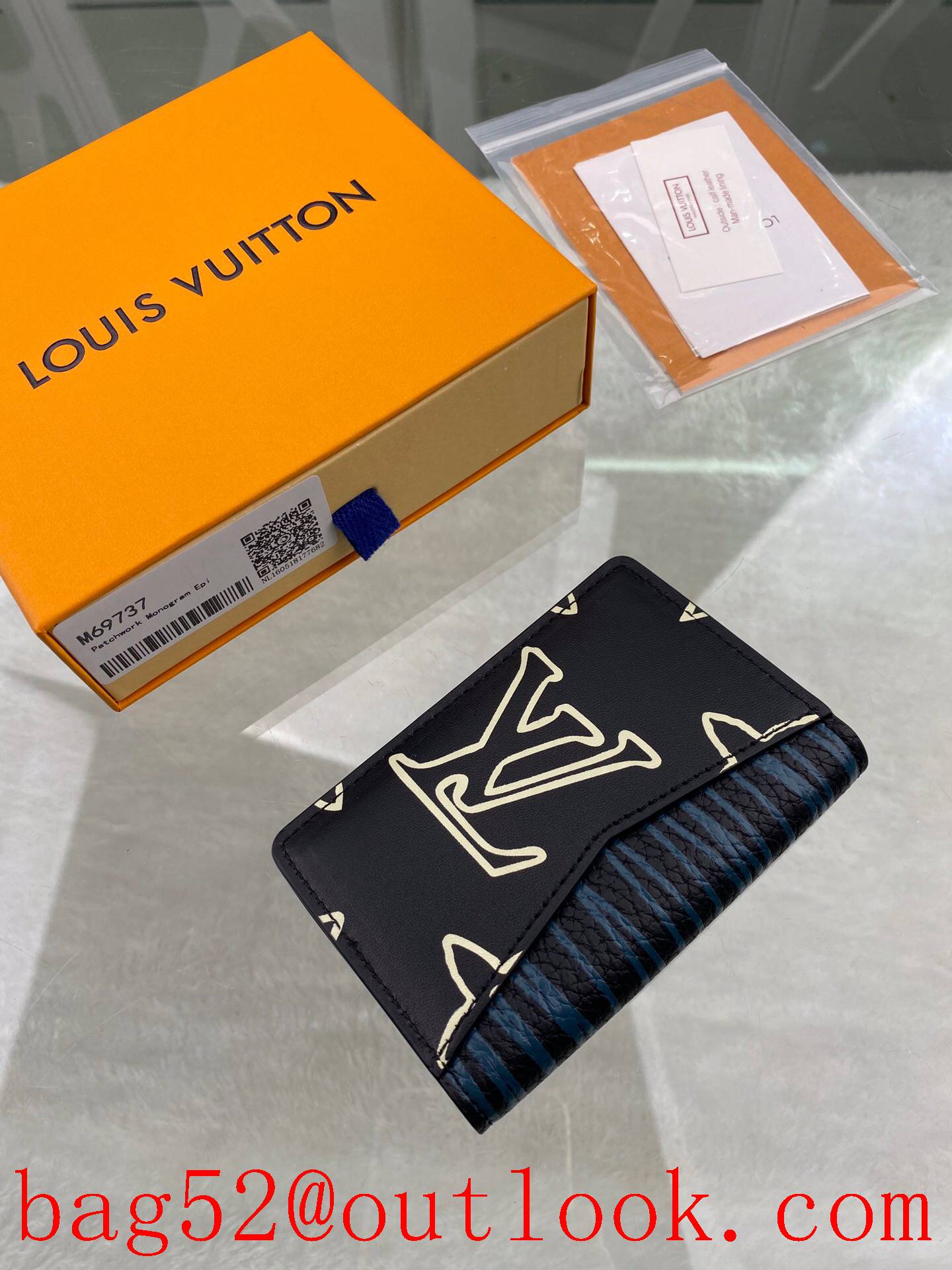 LV Louis Vuitton baby Virgil Abloh epi v Monogram Patchwork card hold pocket wallet M69737