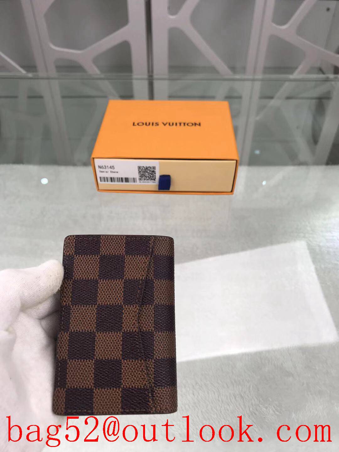 LV Louis Vuitton baby brown damier Pocket Organizer wallet purse N63145