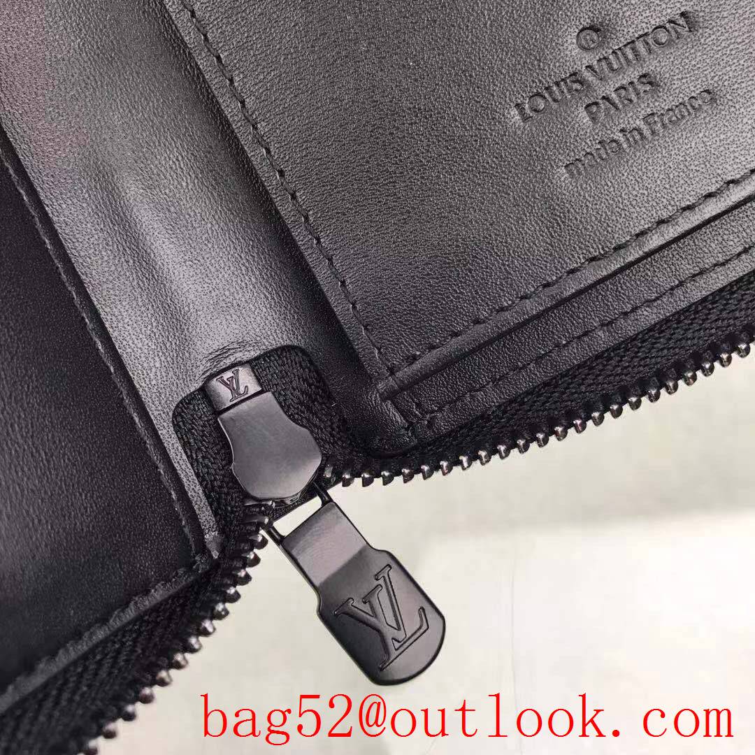 LV Louis Vuitton large black taurillon leather monogram zippy zipper wallet passport purse M62902