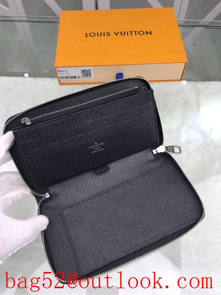 LV Louis Vuitton x-large black leather zippy zipper wallet passport purse M30513